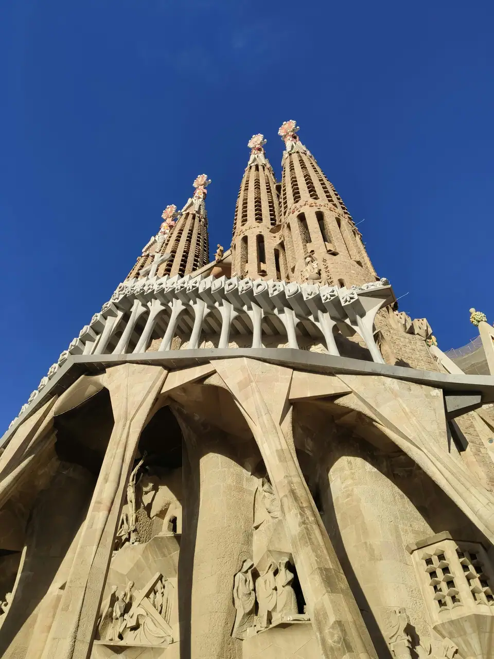 Intricate stone carvings on the Sagrada Família facade